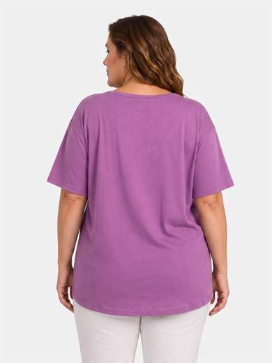 Maxi Curvy T-shirt in 100% Cotton with Artistic Print