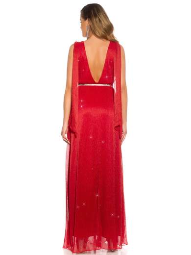 Abito lungo glitterato con scollatura profonda