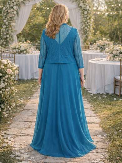 Sologioie Curvy Abito Curvy Lungo da Cerimonia in Georgette con Giacca ysu340