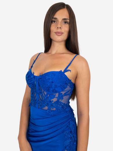 Abito da cerimonia a Sirena Elegante con Corpetto in Pizzo e Spacco