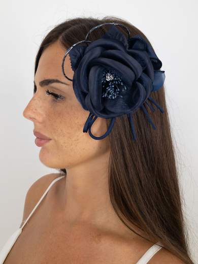 B.M. RICAMI Spilla elegante fiore con strass in mikado e organza Accessorio donna per matrimonio ed eventi SPF00