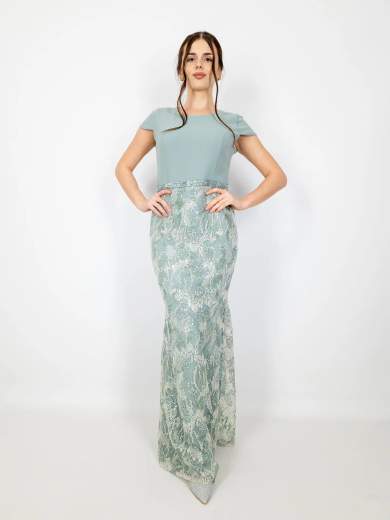 Abito lungo da cerimonia a sirena con giacca