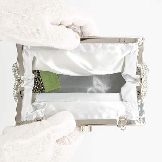 MICHELLE MOON Pochette da Cerimonia in Argento con Strass e Tracolle V6056-ARGENTO