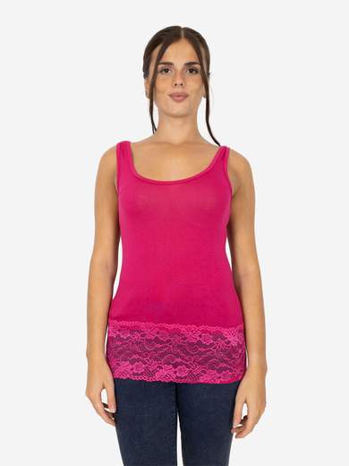 Canotta Donna Slim Fit con Pizzo in Fondo – Modello Corto Elasticizzato