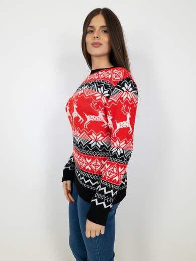Maglione natalizio con motivo renne e fiocchi di neve