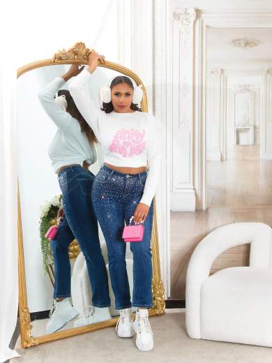 Sexy Musthave Statement Bootcut Jeans con glitter