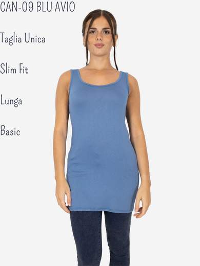 STRABELLO Canotta Donna Slim Fit Lunga in Viscosa – Modello Basic CAN-09