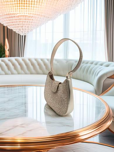 MICHELLE MOON Pochette da cerimonia oro elegante con strass e tracolla rimovibile MD810-ORO