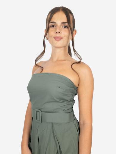 Women's cotton summer dress with belt – Strapless