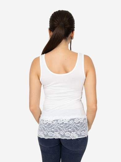 Canotta Donna Slim Fit con Pizzo in Fondo – Modello Corto Elasticizzato
