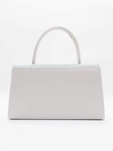 Pochette argento elegante con glitter e tracolla removibile