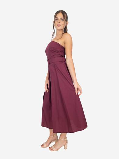 Women's cotton summer dress with belt – Strapless