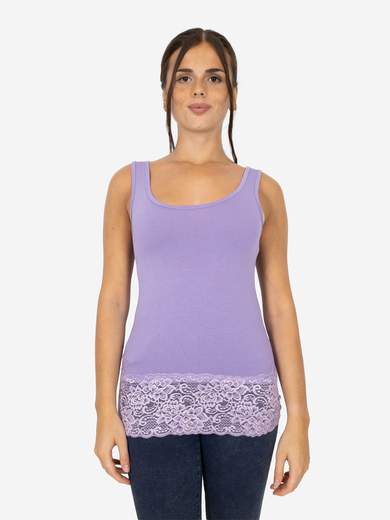 Canotta Donna Slim Fit con Pizzo in Fondo – Modello Corto Elasticizzato
