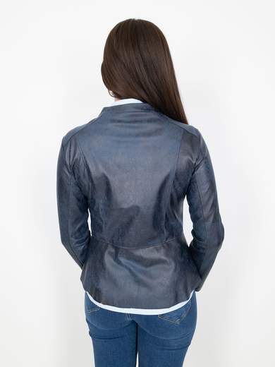 Giacca Ecopelle Donna Corta Con Zip E Maniche Lunghe