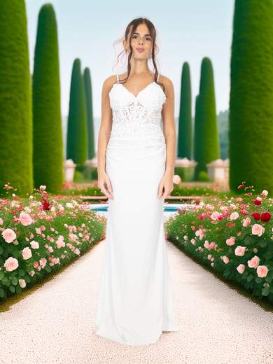 STRABELLO CERIMONIA Abito lungo da sposa bianco a sirena con pizzo e strass A29799-4392-ELLA-BIANCO