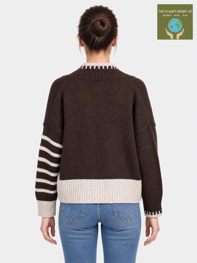 Cardigan aperto in misto lana con intarsio