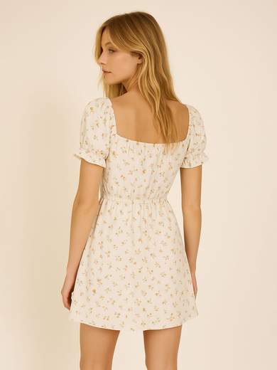 Short viscose dress with adjustable neckline