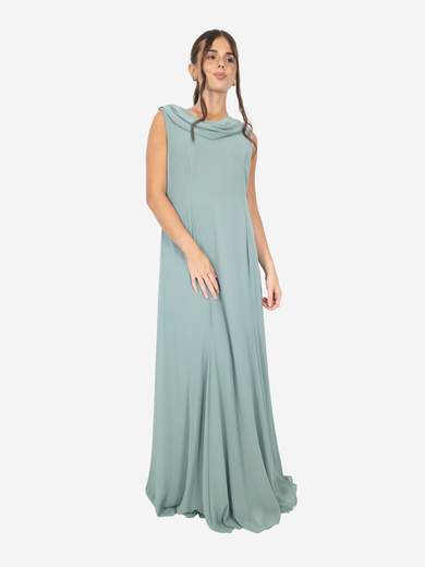 Plus size long formal dress with shawl and V-neck