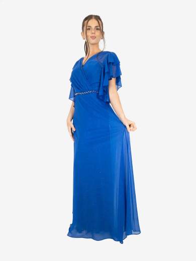 Abito curvy da cerimonia lungo con strass e stola – Taglie comode