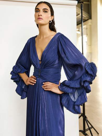 Abito Lungo Cerimonia Chiffon e Perline 5261