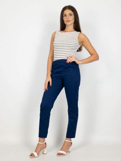 Pantaloni Estivi Donna A Vita Alta Con Elastico In Cotone