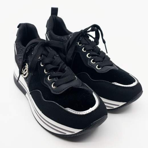 JANESSA Sneakers Donna Glitterate Con Suola Alta E Comode Con Lacci