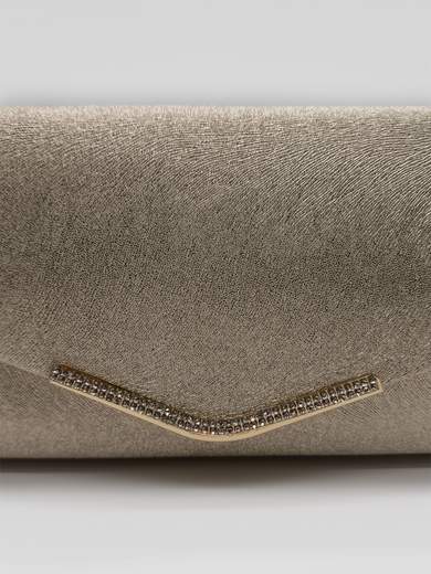 Pochette Oro da Cerimonia Elegante con Strass e Tracolla a Catena