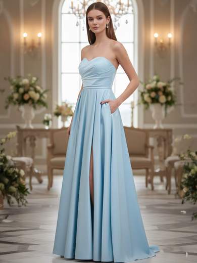 STRABELLO CERIMONIA Abito Lungo da Cerimonia con Scollo a Cuore e Laccetti Posteriori 9417HC