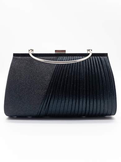 MICHELLE MOON Elegant Black Glitter & Pleated Clutch xx3470-nero