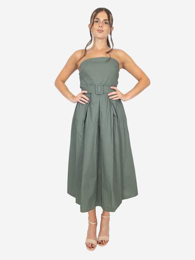 Women's cotton summer dress with belt – Strapless