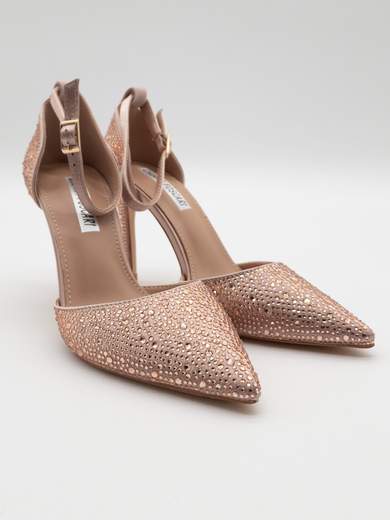 Champagne Formal Pumps with Rhinestones and 9 cm Heel A71-819-CHAMPAGNE