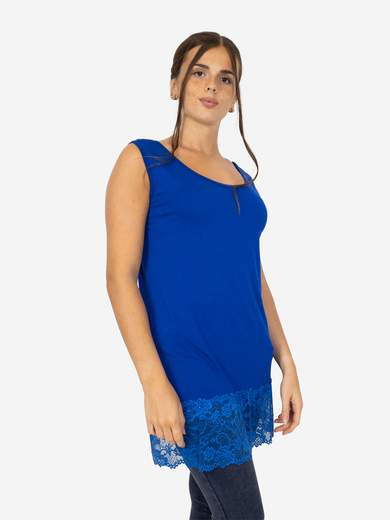 STRABELLO Canotta Lunga Curvy con Pizzo Donna – Taglia Unica Oversize CAN-07