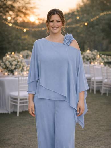 Completo Cerimonia Curvy in Georgette con Casacca e Pantalone ysv370