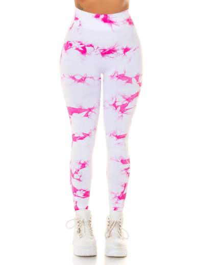 Leggings Sexy in Batik a Vita Alta con Cucitura Arricciata