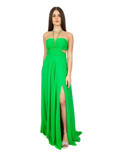 ALLURE Vestito Lungo Cerimonia Donna Elegante Con Spacco E Spalline