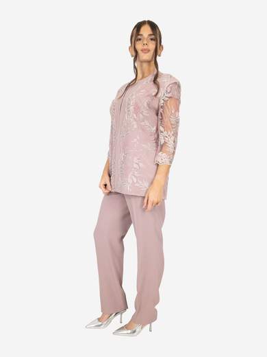 Completo donna elegante cerimonia 3 pezzi con giacca in pizzo e pantalone