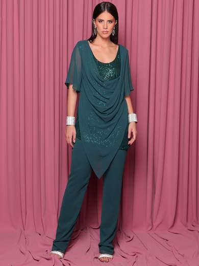 Bianca Brandi Curvy Completo elegante curvy con casacca, pantalone e stola 29383M