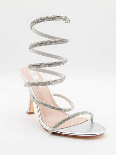 CHIARA FOSCARI Sandalo gioiello argento con spirale e strass - Tacco a clessidra 10,5 cm A1-207-ARGENTO