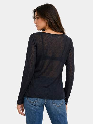 Basic Lightweight Cotton Top with Faux Raw Edge