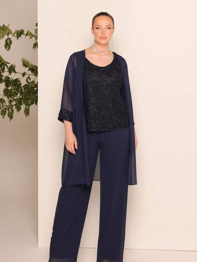 Elegant curvy three-piece chiffon set