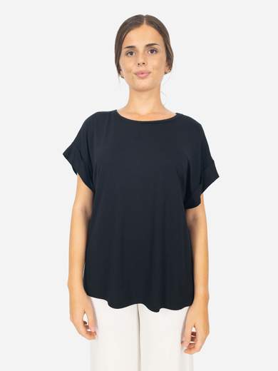 Bucle Maglia in viscosa elasticizzata a maniche corte con risvolto M6460T39