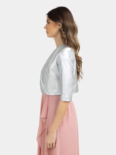 Coprispalle donna elegante cerimonia in similpelle effetto metallizzato
