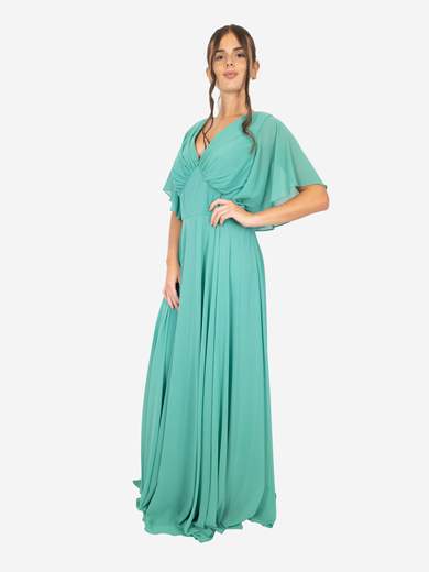 Bianca Brandi Curvy Abito da cerimonia lungo curvy con manica e stola in chiffon 29401M