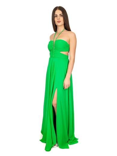 Vestito lungo cerimonia donna con spacco e schiena scoperta