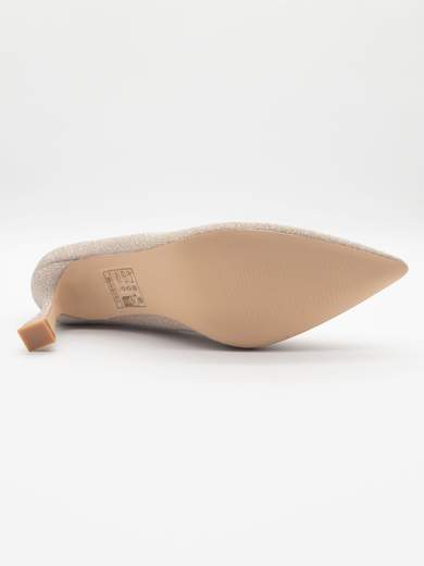 Gold glitter pumps with 7.5 cm hourglass mid-heel