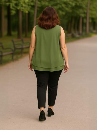 Curvy Girl Blusa curvy smanicata in georgette – Taglie 48-52 T5915T5