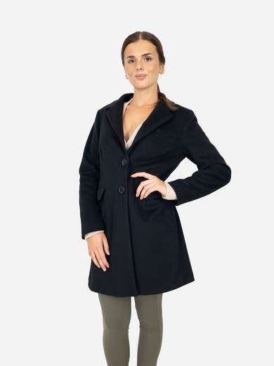 Cappotto monopetto donna nero elegante Made in Italy