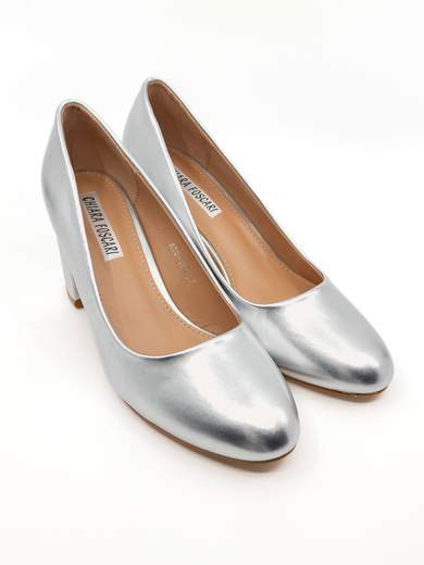 Décolleté Argento Tacco Largo 7 cm Eleganti e Comode