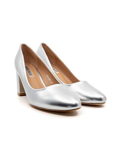 Décolleté Argento Tacco Largo 7 cm Eleganti e Comode