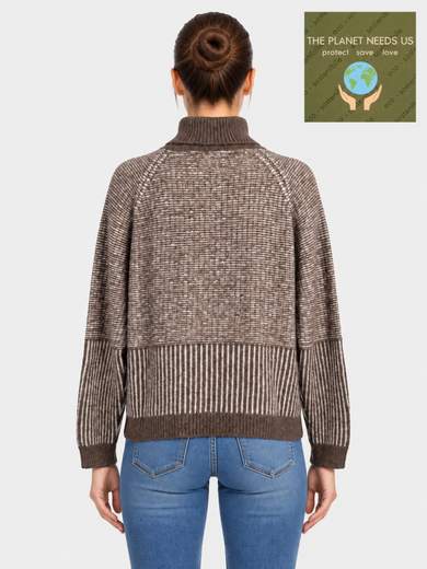 Pullover dolcevita con lavorazione jacquard mélange